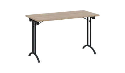 SLA 125 lak skládací jednací stůl 1250x600, deska 25 mm, podnož černý lak, deska dub bardolino